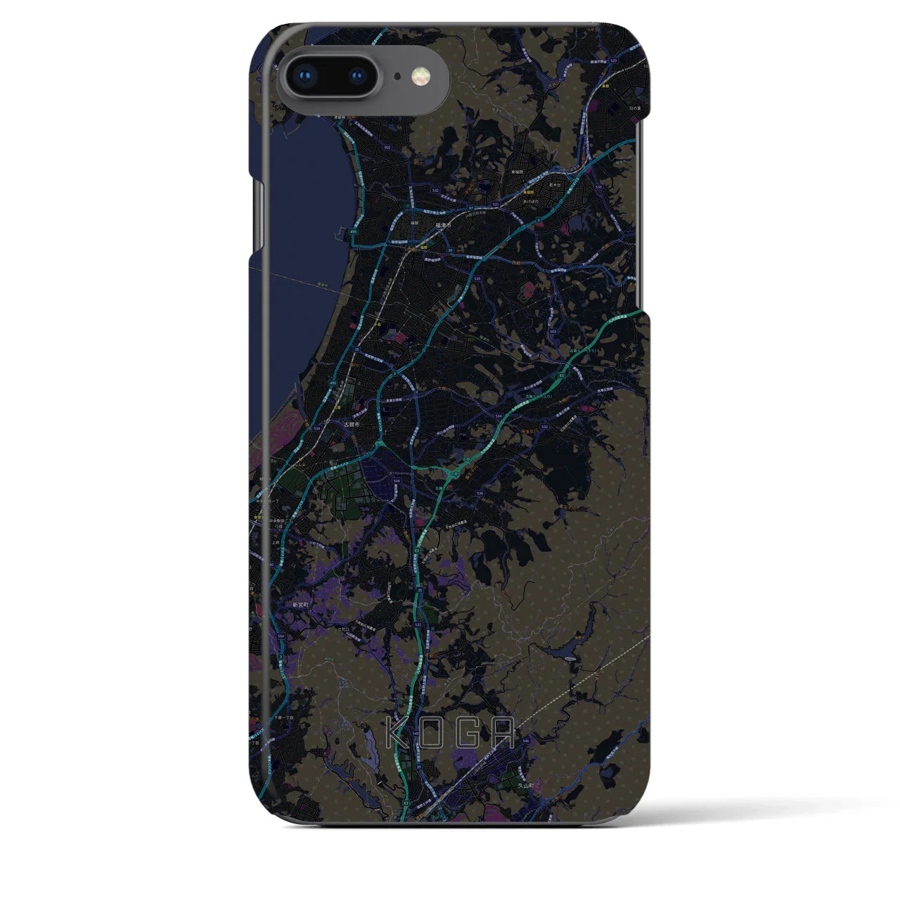 【古賀(福岡県)】地図柄iPhoneケース(バックカバータイプ)