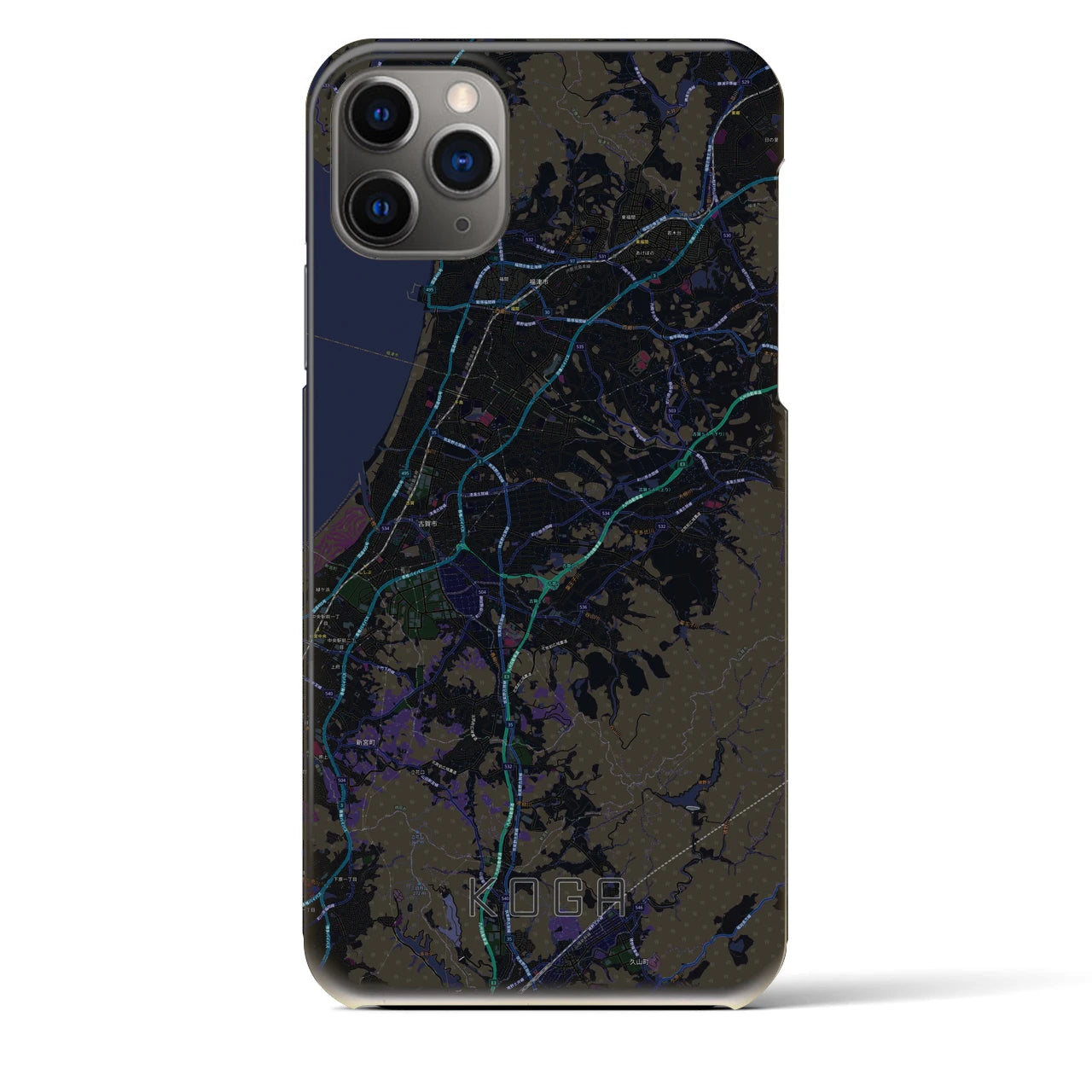 【古賀(福岡県)】地図柄iPhoneケース(バックカバータイプ)