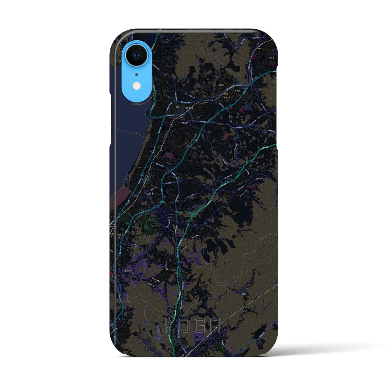 【古賀(福岡県)】地図柄iPhoneケース(バックカバータイプ)