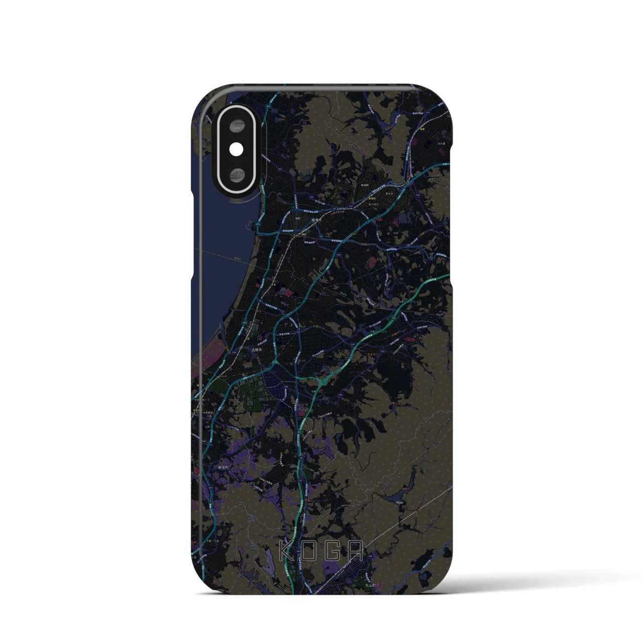 【古賀(福岡県)】地図柄iPhoneケース(バックカバータイプ)