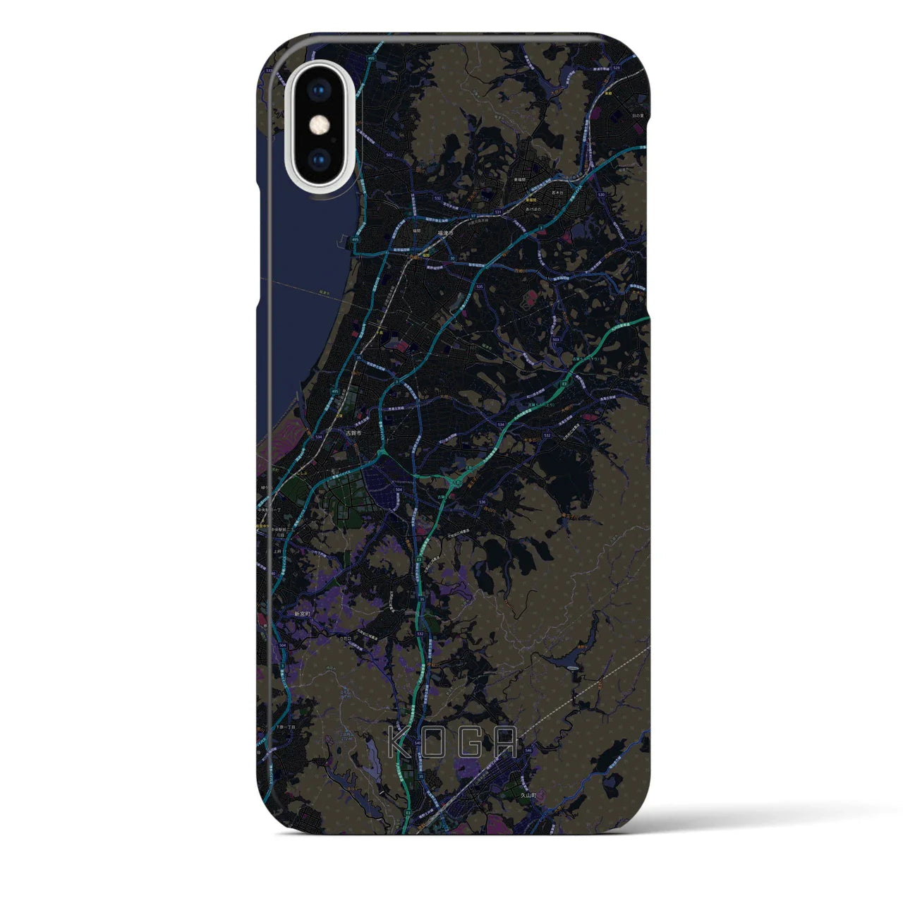 【古賀(福岡県)】地図柄iPhoneケース(バックカバータイプ)