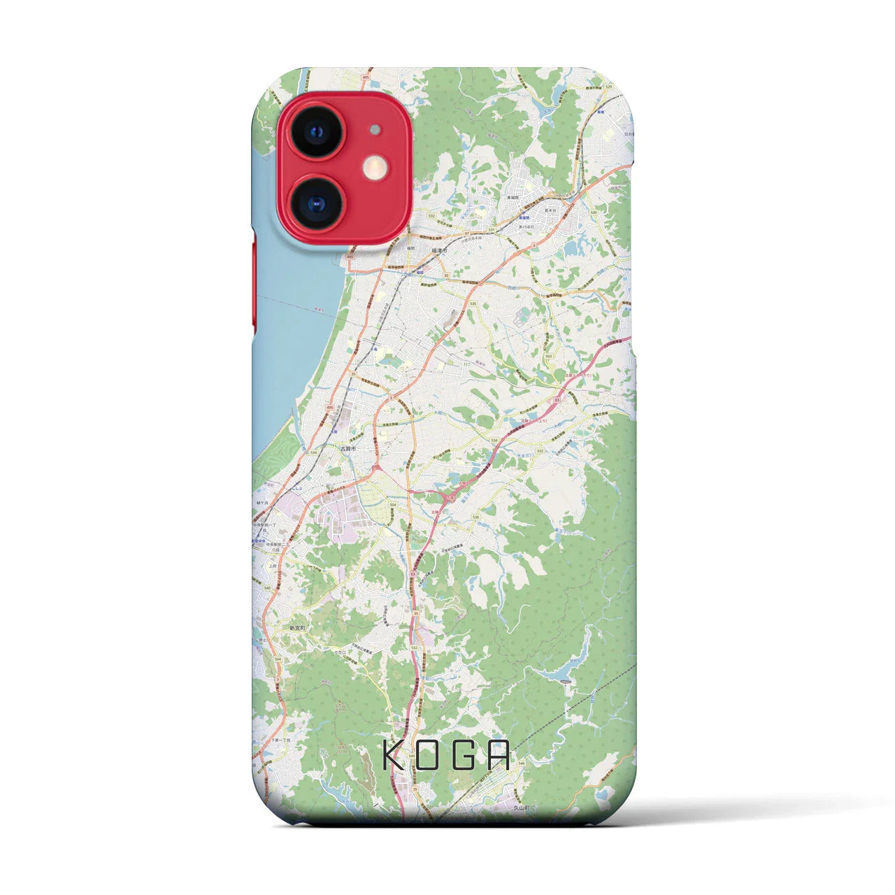 【古賀(福岡県)】地図柄iPhoneケース(バックカバータイプ)