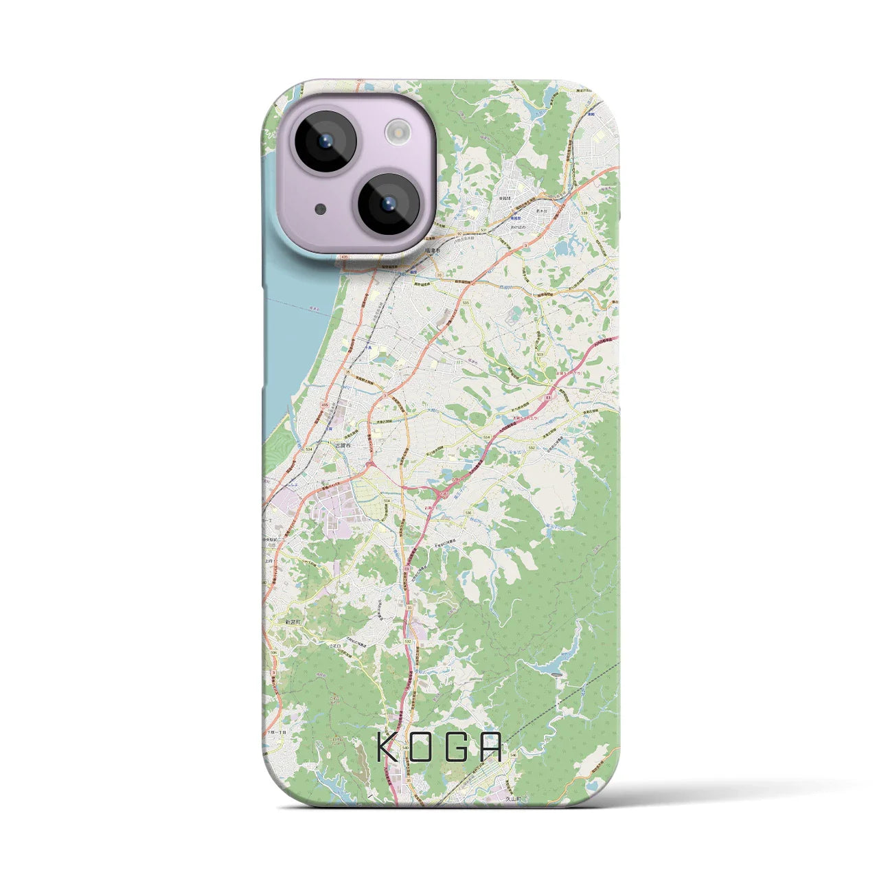 【古賀(福岡県)】地図柄iPhoneケース(バックカバータイプ)