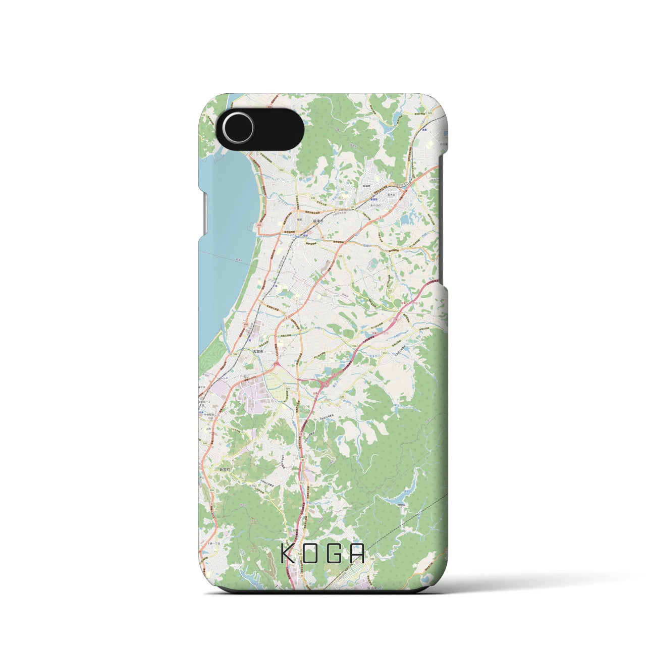 【古賀(福岡県)】地図柄iPhoneケース(バックカバータイプ)