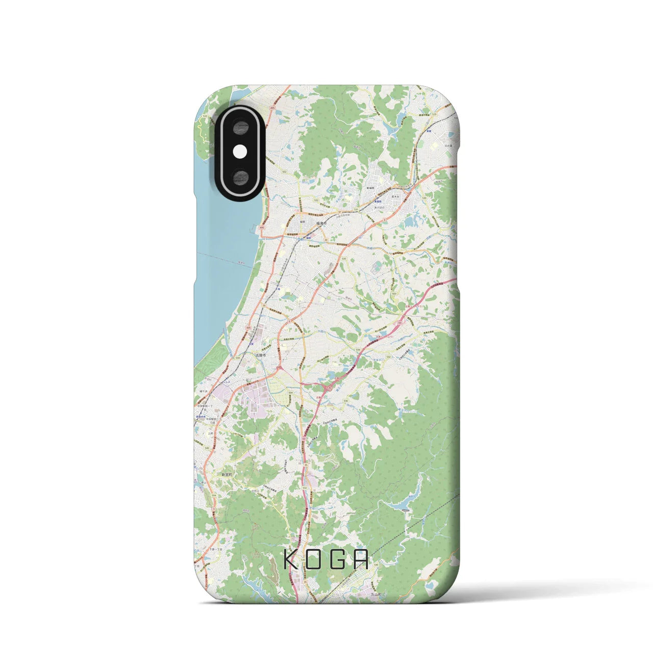 【古賀(福岡県)】地図柄iPhoneケース(バックカバータイプ)