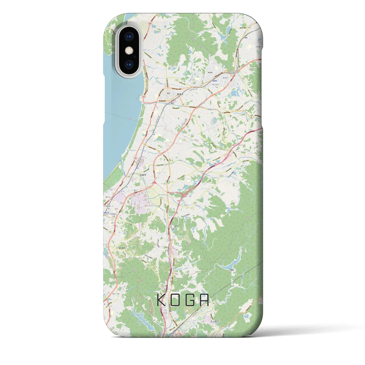 【古賀(福岡県)】地図柄iPhoneケース(バックカバータイプ)