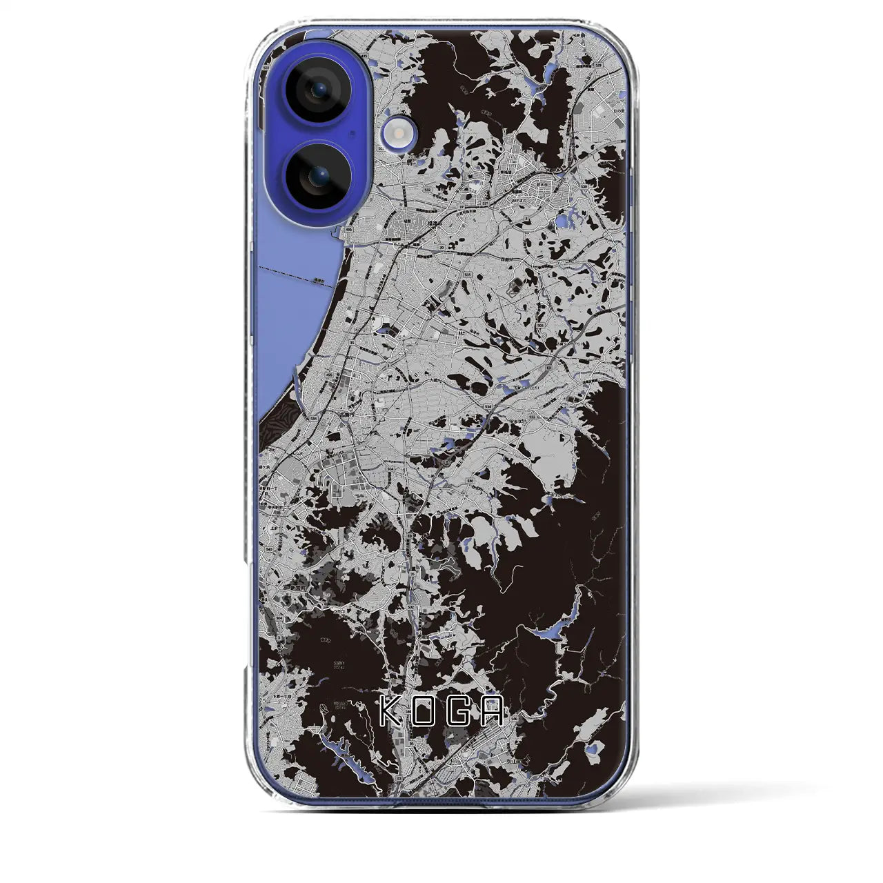【古賀(福岡県)】地図柄iPhoneケース(クリアタイプ)モノトーン・iPhone 16 Pro Max 用