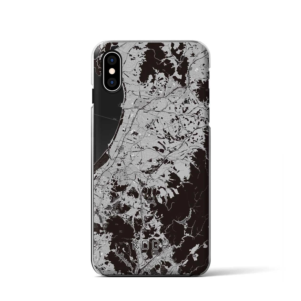 【古賀(福岡県)】地図柄iPhoneケース(クリアタイプ)モノトーン・iPhone XS / X 用