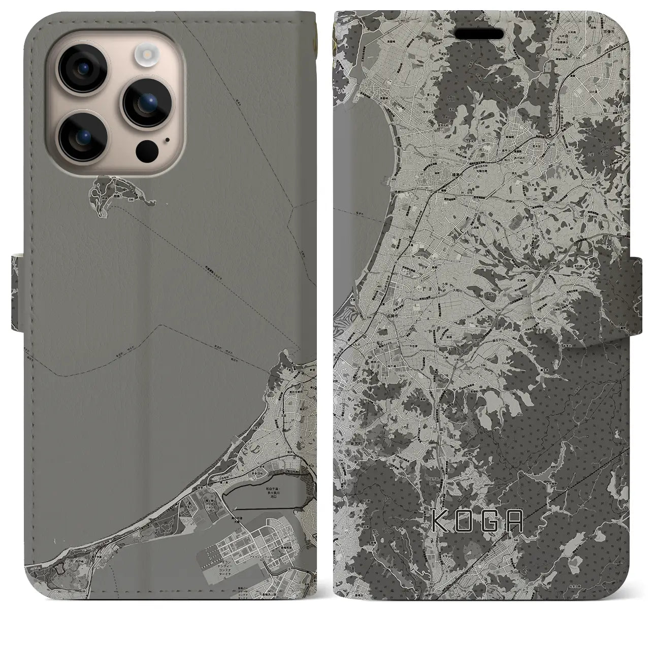 【古賀(福岡県)】地図柄iPhoneケース(手帳タイプ)