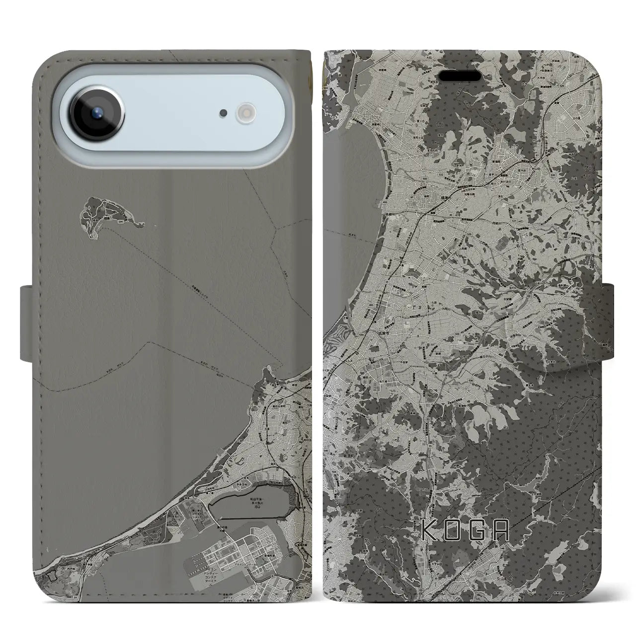 【古賀(福岡県)】地図柄iPhoneケース(手帳タイプ)