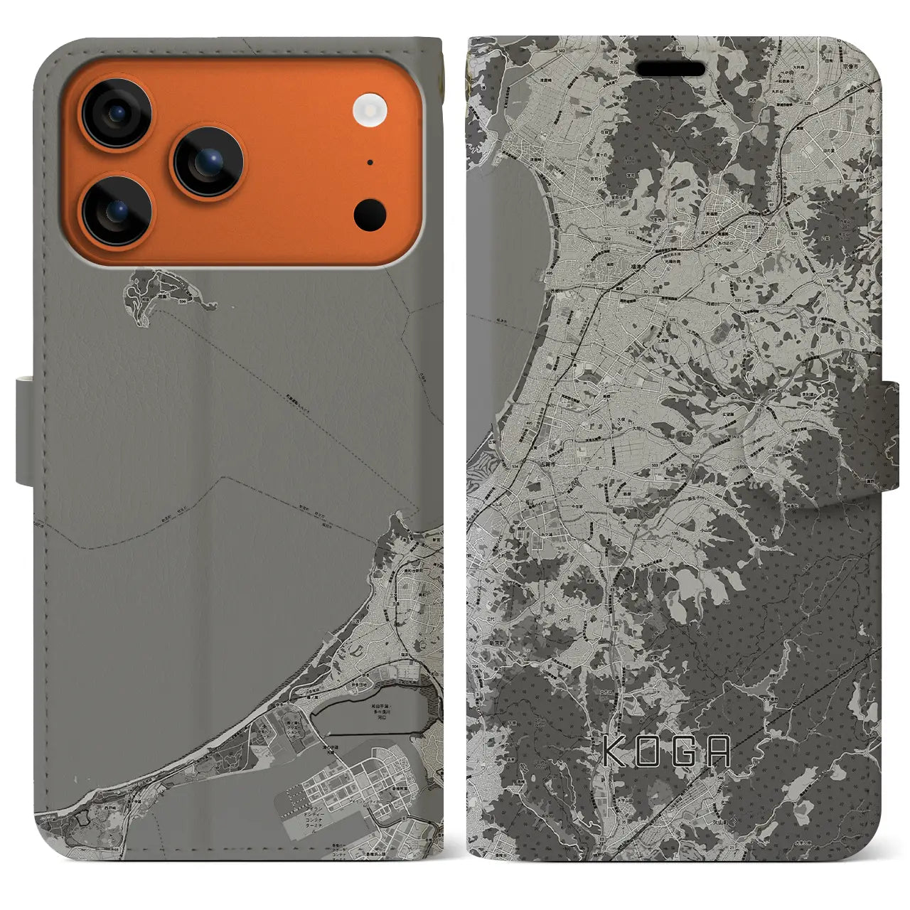 【古賀(福岡県)】地図柄iPhoneケース(手帳タイプ)