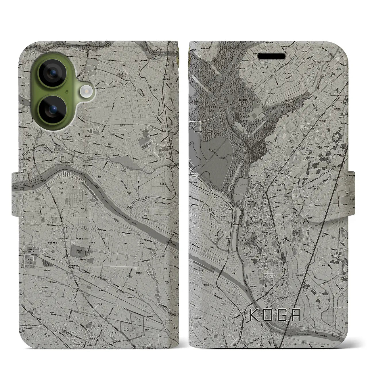 【古河(茨城県)】地図柄iPhoneケース(手帳タイプ)