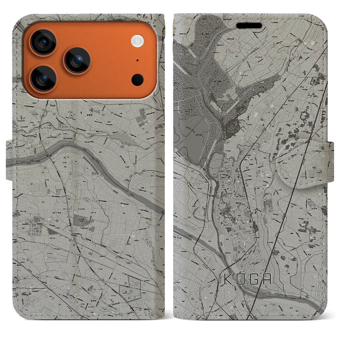 【古河(茨城県)】地図柄iPhoneケース(手帳タイプ)