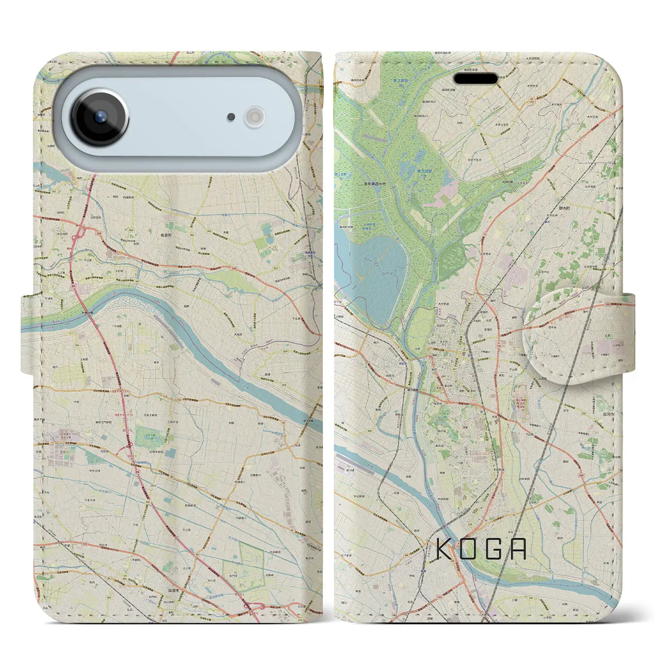 【古河(茨城県)】地図柄iPhoneケース(手帳タイプ)