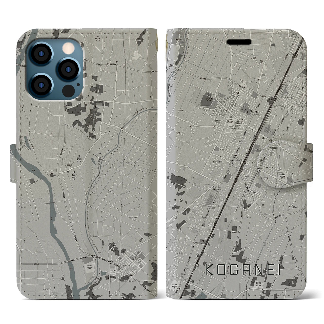 【小金井(栃木県)】地図柄iPhoneケース(手帳タイプ)