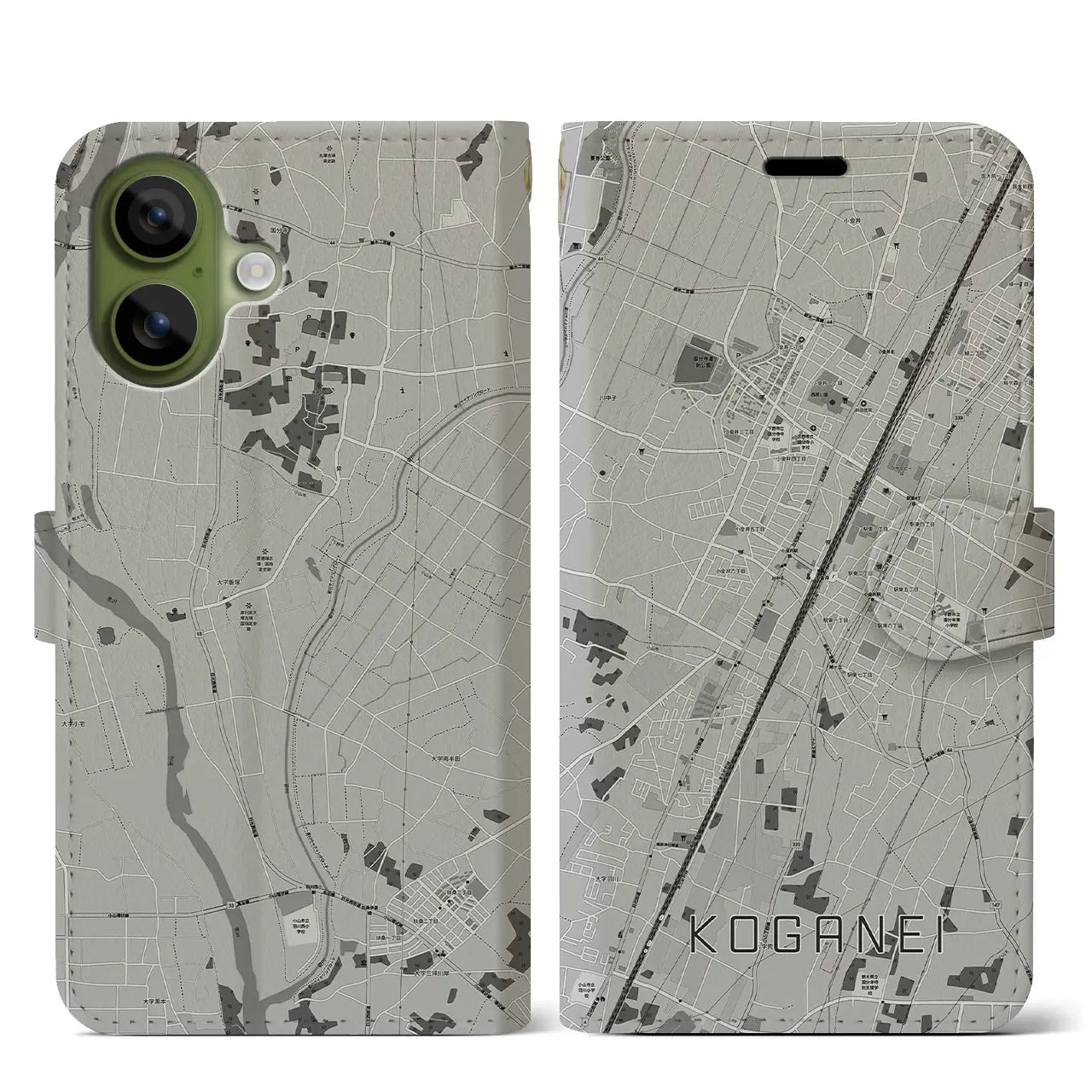 【小金井(栃木県)】地図柄iPhoneケース(手帳タイプ)