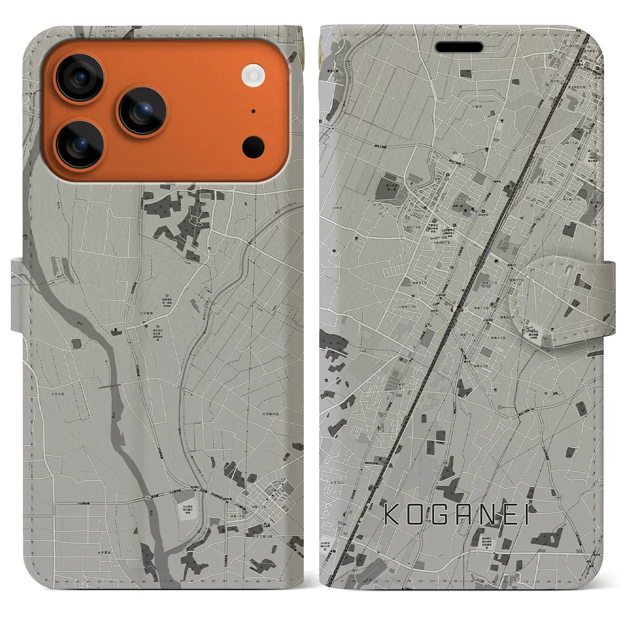 【小金井(栃木県)】地図柄iPhoneケース(手帳タイプ)
