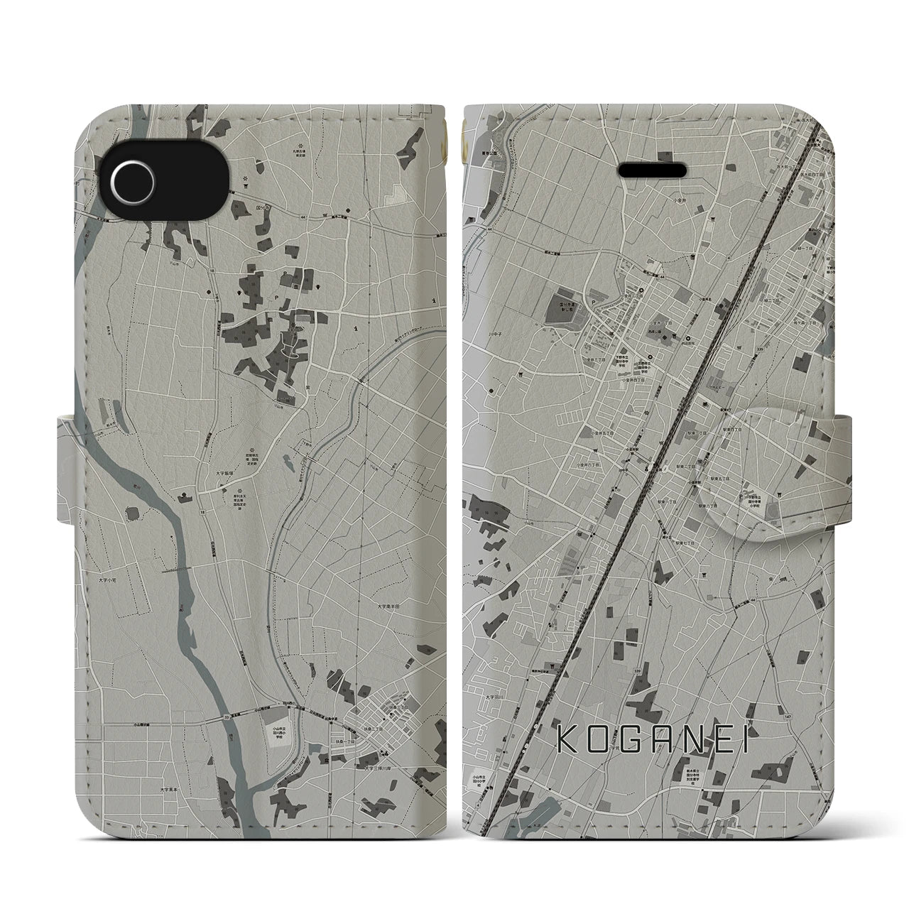 【小金井(栃木県)】地図柄iPhoneケース(手帳タイプ)