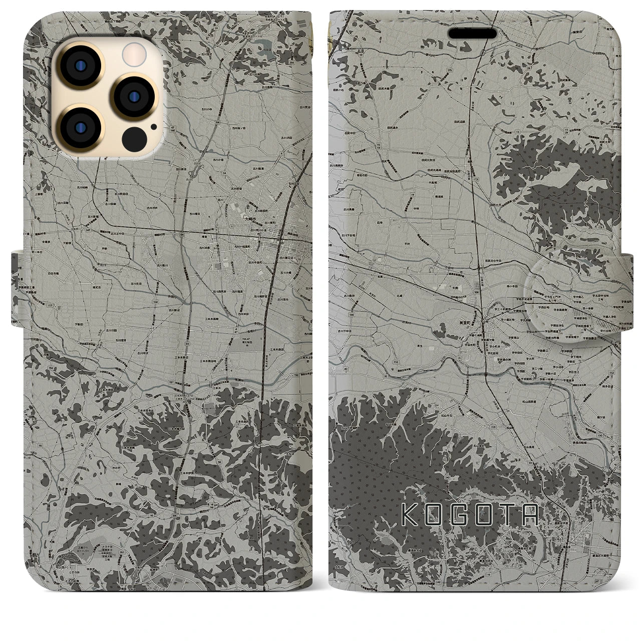 【小牛田(宮城県)】地図柄iPhoneケース(手帳タイプ)