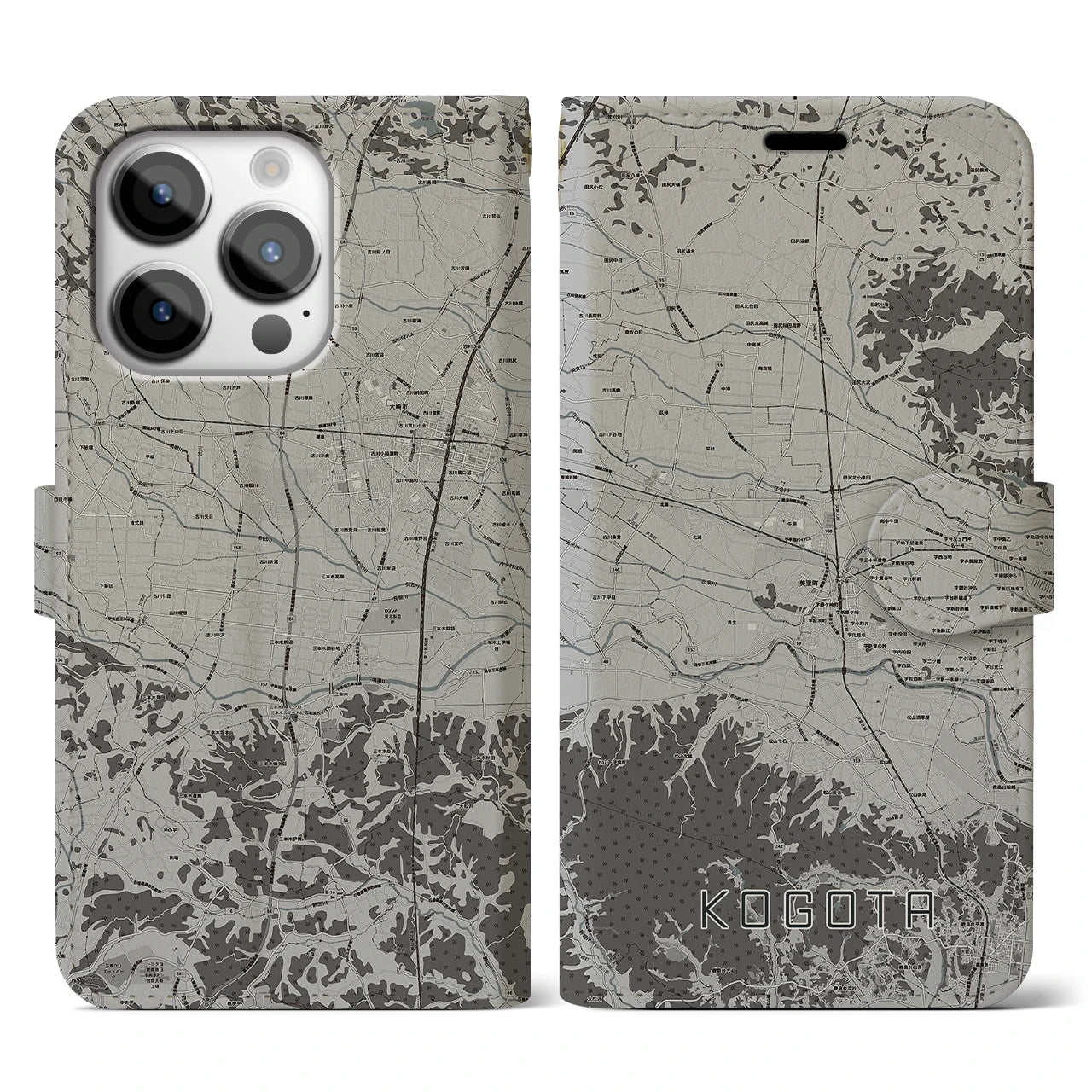 【小牛田(宮城県)】地図柄iPhoneケース(手帳タイプ)