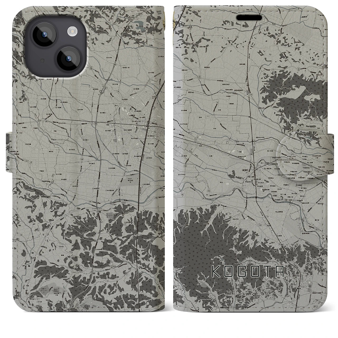 【小牛田(宮城県)】地図柄iPhoneケース(手帳タイプ)