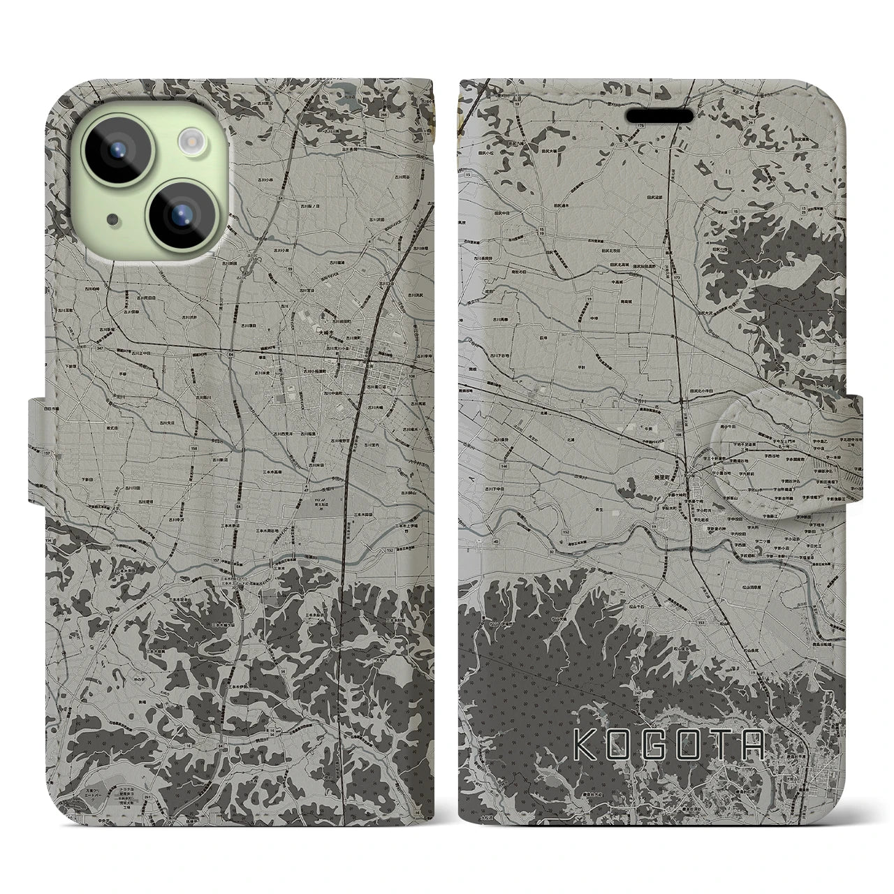 【小牛田(宮城県)】地図柄iPhoneケース(手帳タイプ)