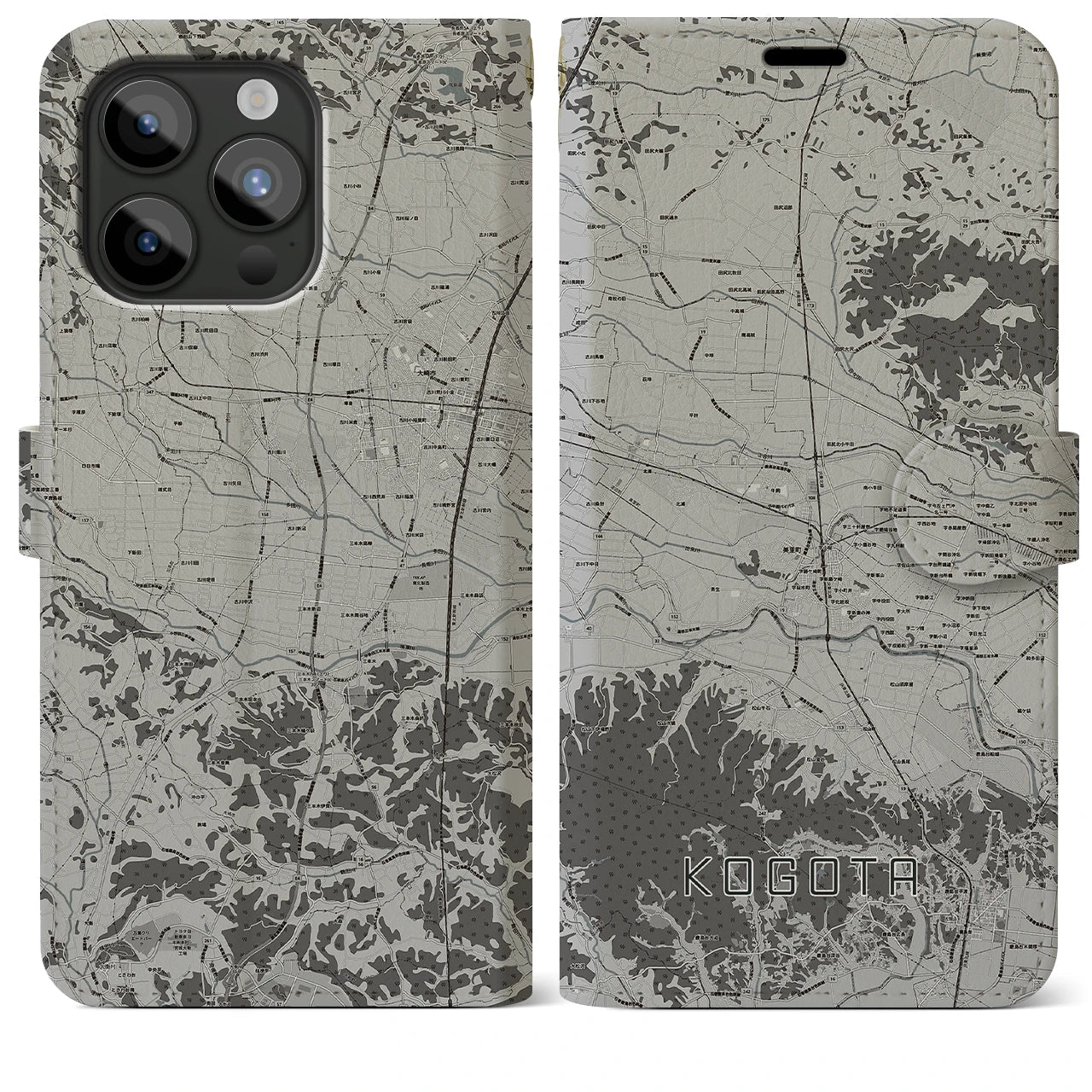 【小牛田(宮城県)】地図柄iPhoneケース(手帳タイプ)