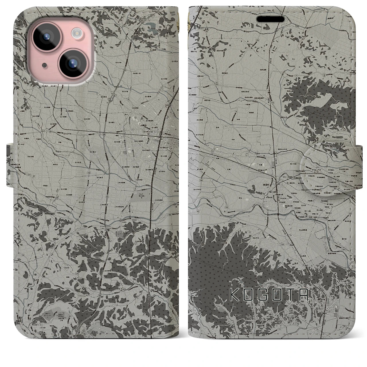 【小牛田(宮城県)】地図柄iPhoneケース(手帳タイプ)