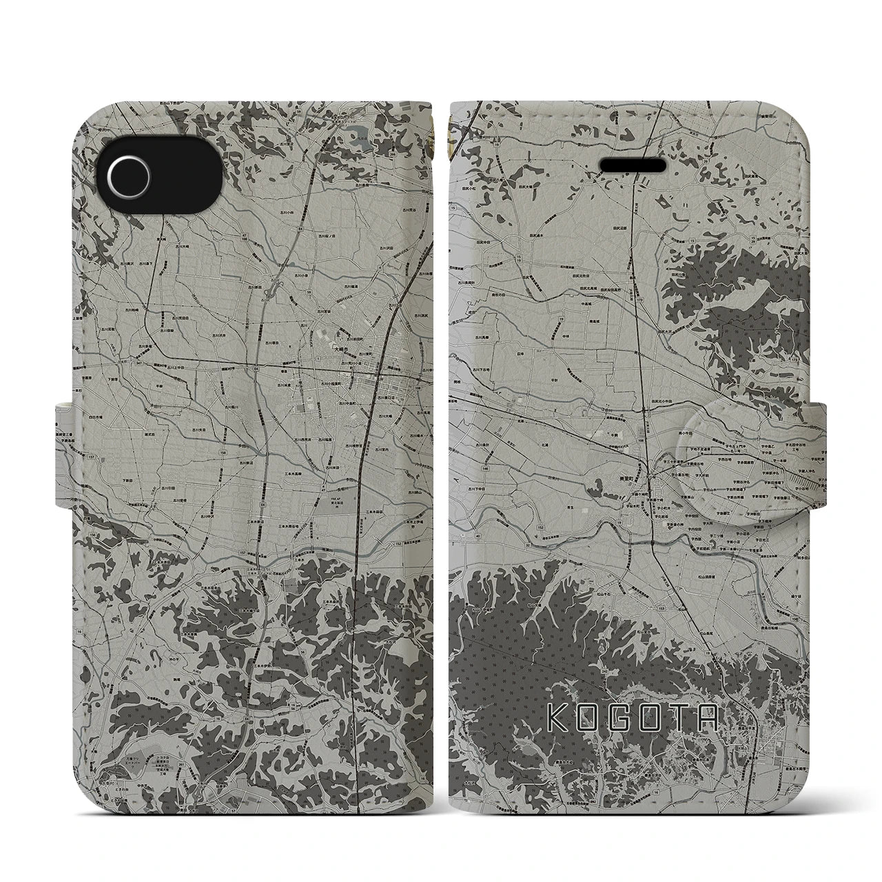 【小牛田(宮城県)】地図柄iPhoneケース(手帳タイプ)