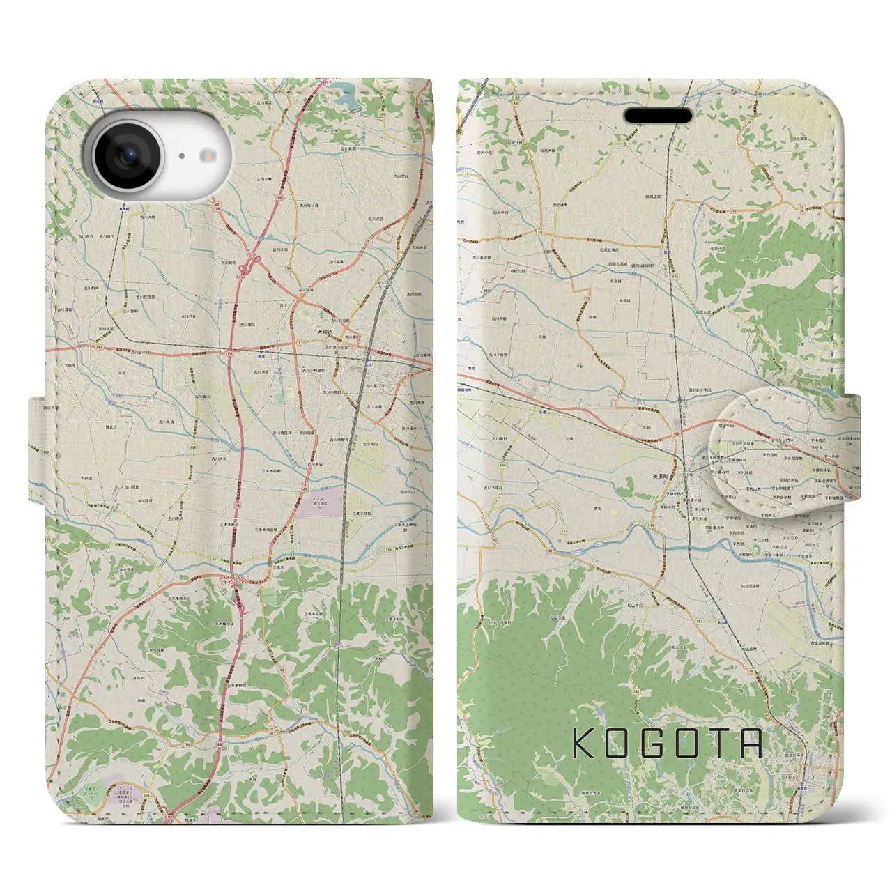 【小牛田(宮城県)】地図柄iPhoneケース(手帳タイプ)