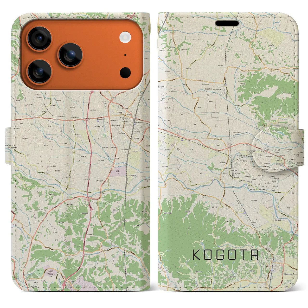 【小牛田(宮城県)】地図柄iPhoneケース(手帳タイプ)