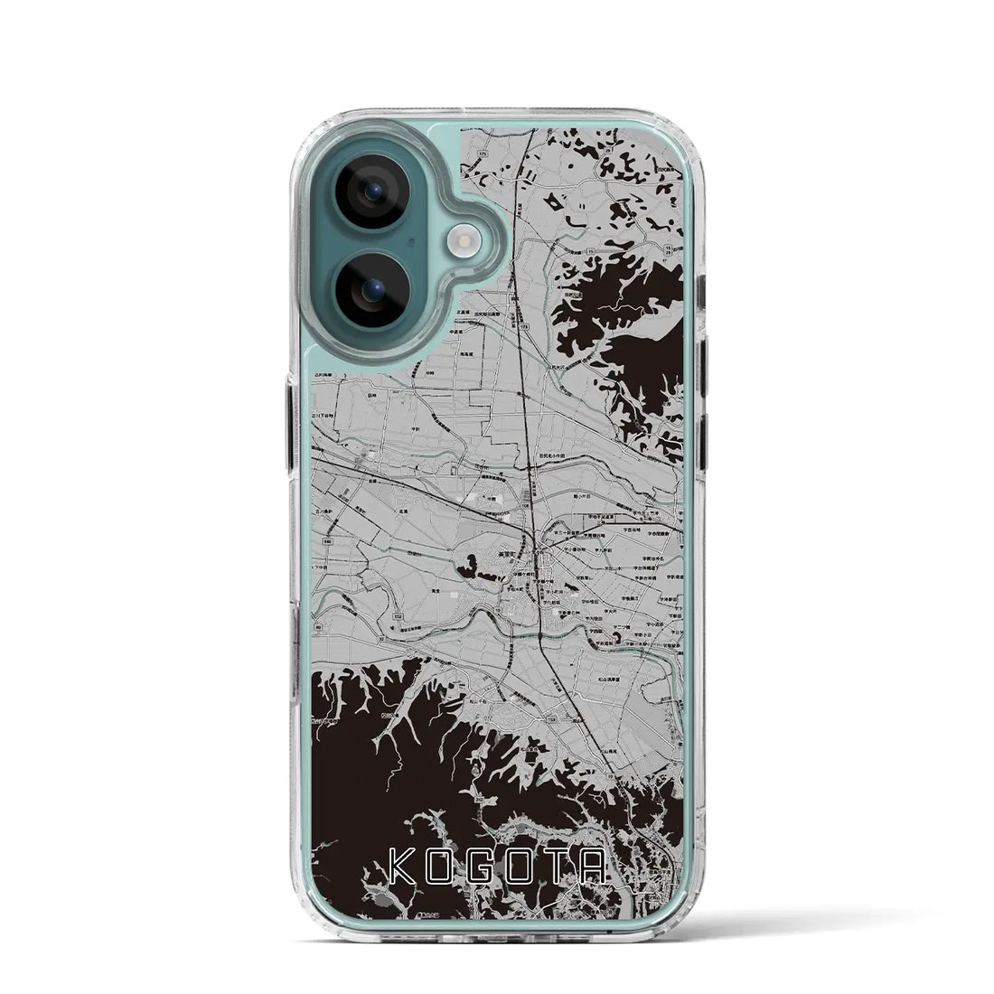 【小牛田(宮城県)】地図柄iPhoneケース(MagSafeタイプ)モノトーン・iPhone 16 Pro 用