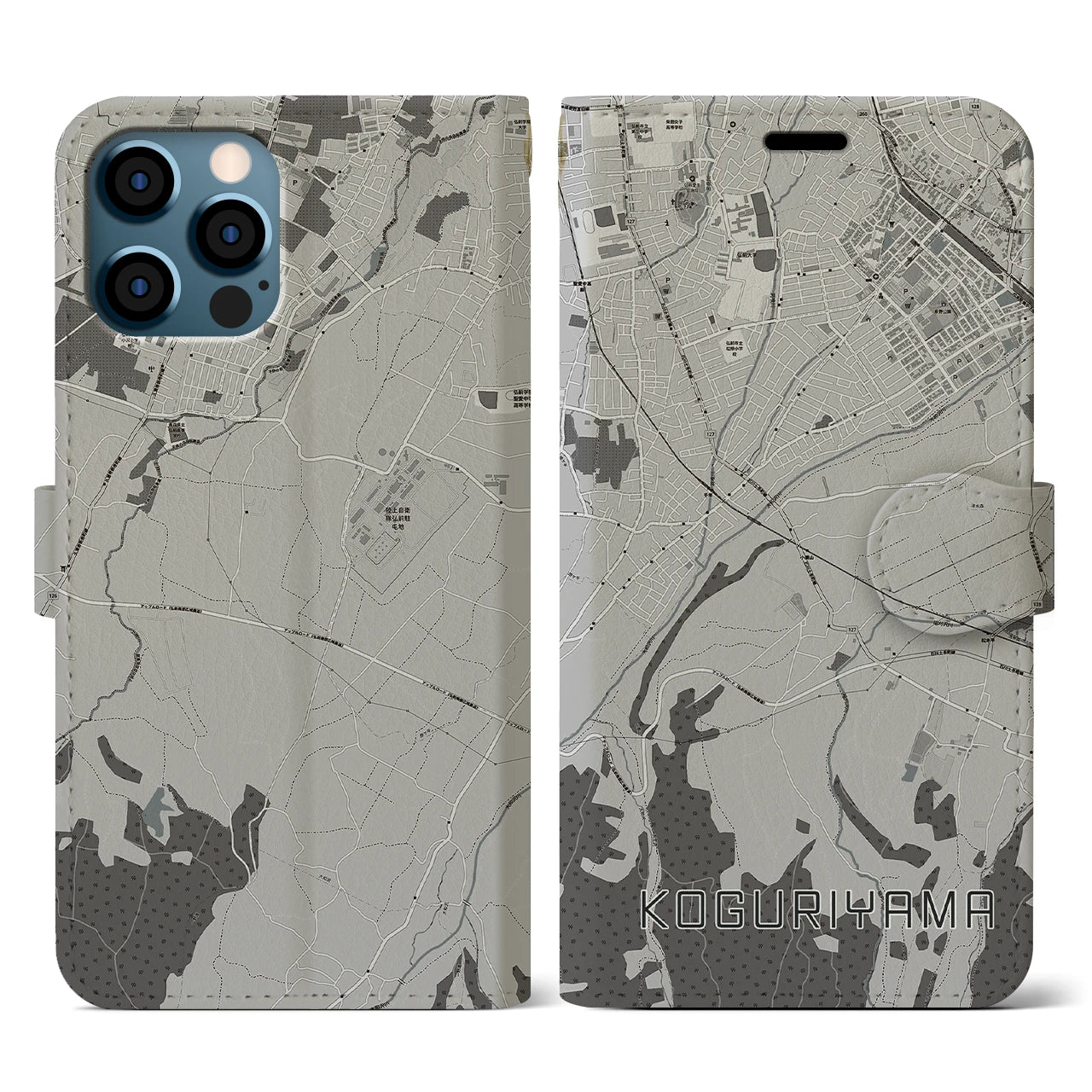 【小栗山(青森県)】地図柄iPhoneケース(手帳タイプ)