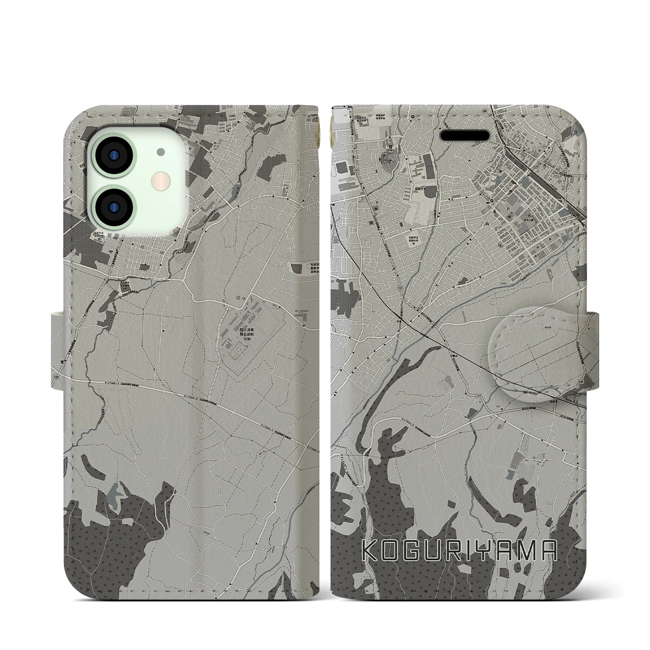 【小栗山(青森県)】地図柄iPhoneケース(手帳タイプ)