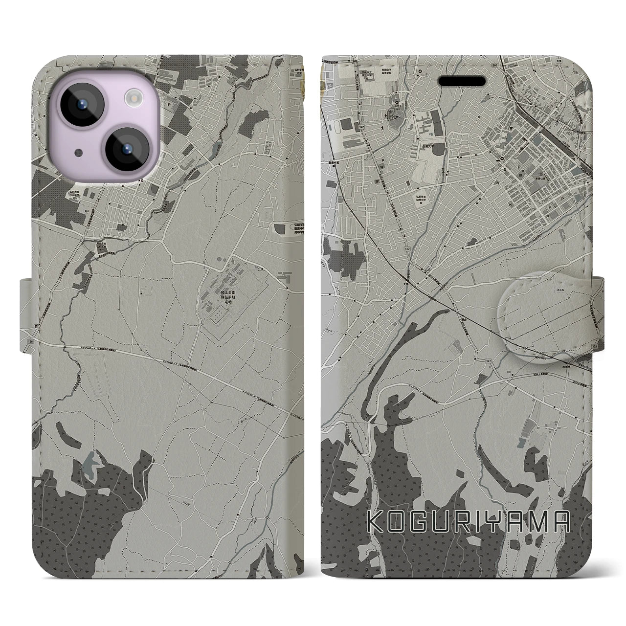 【小栗山(青森県)】地図柄iPhoneケース(手帳タイプ)