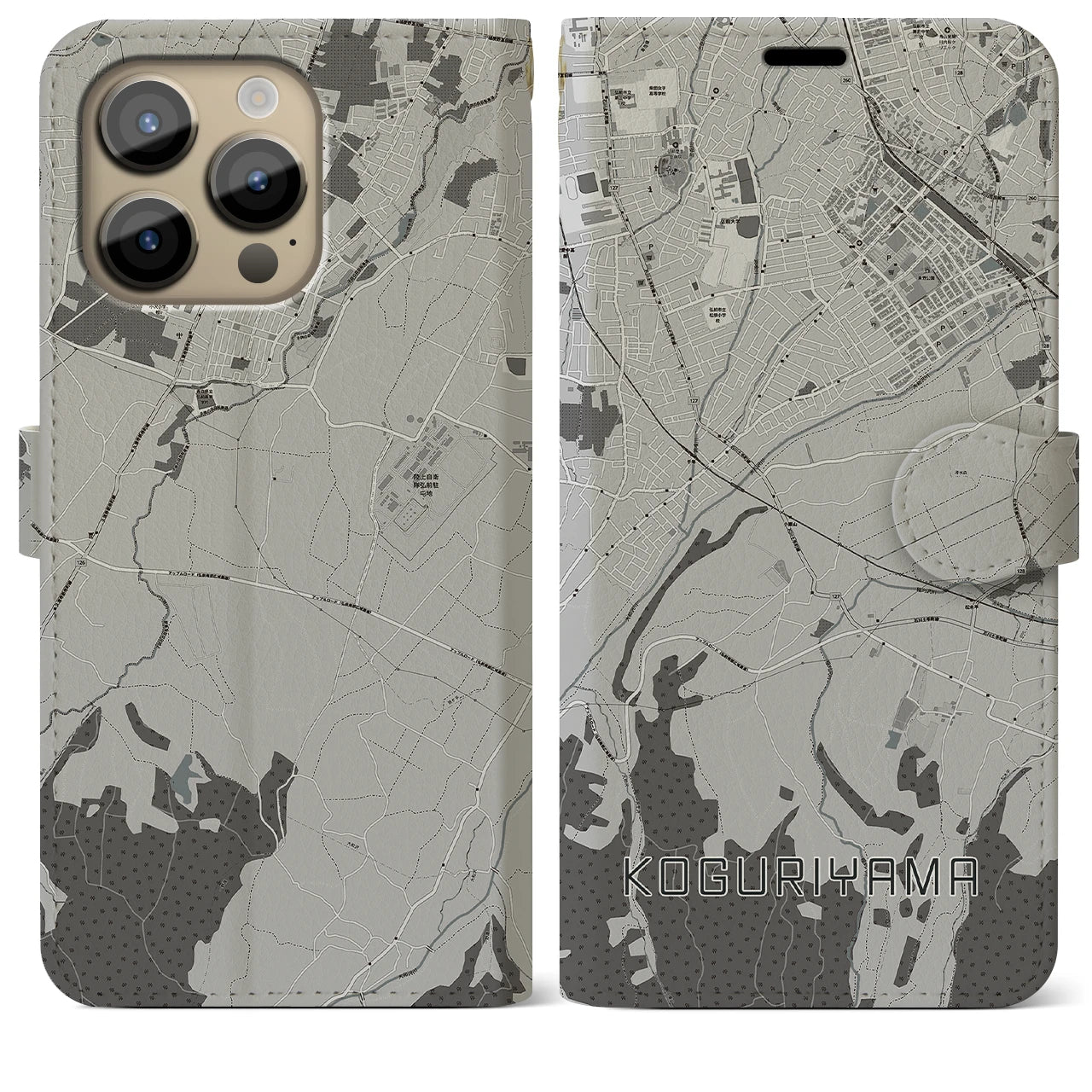 【小栗山(青森県)】地図柄iPhoneケース(手帳タイプ)