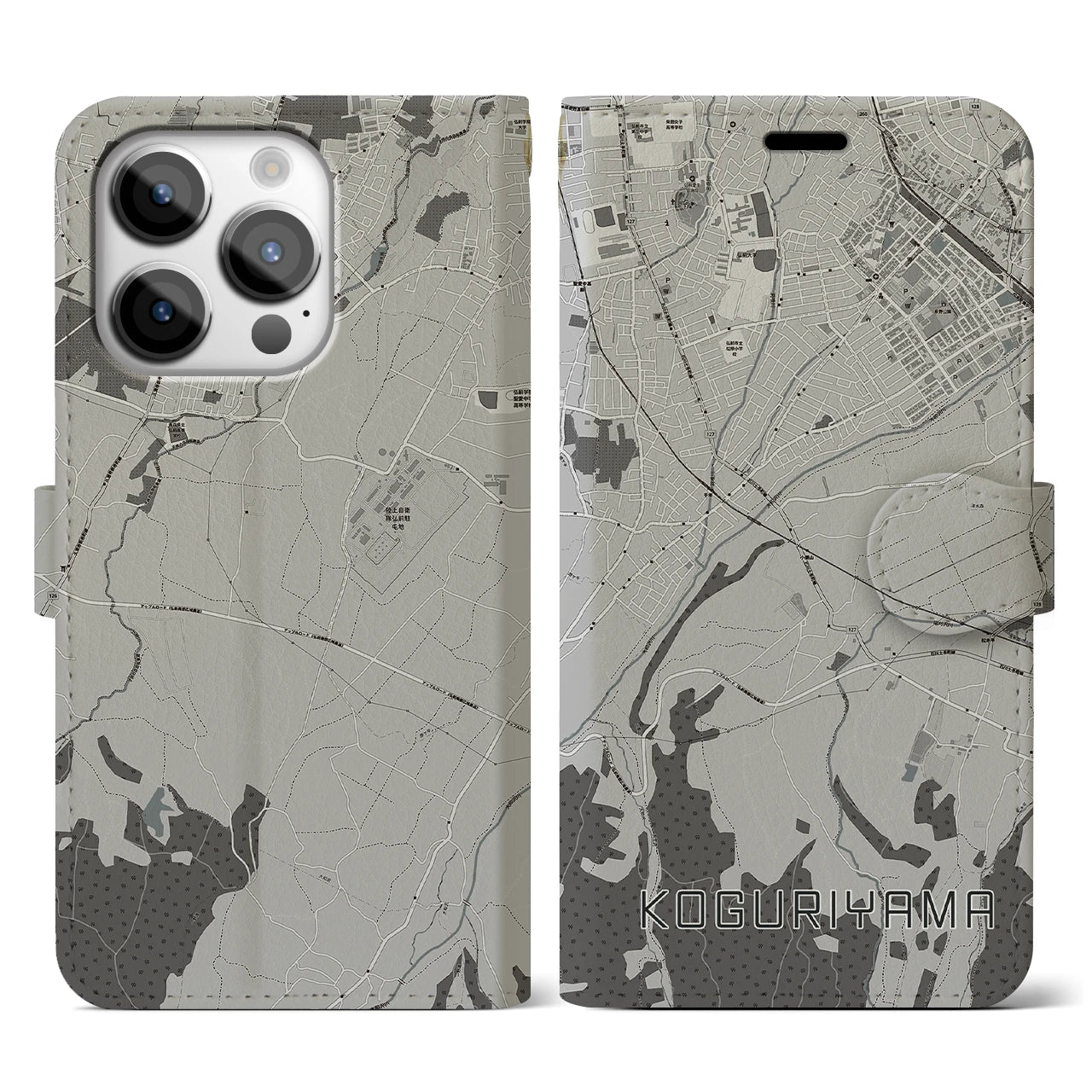 【小栗山(青森県)】地図柄iPhoneケース(手帳タイプ)