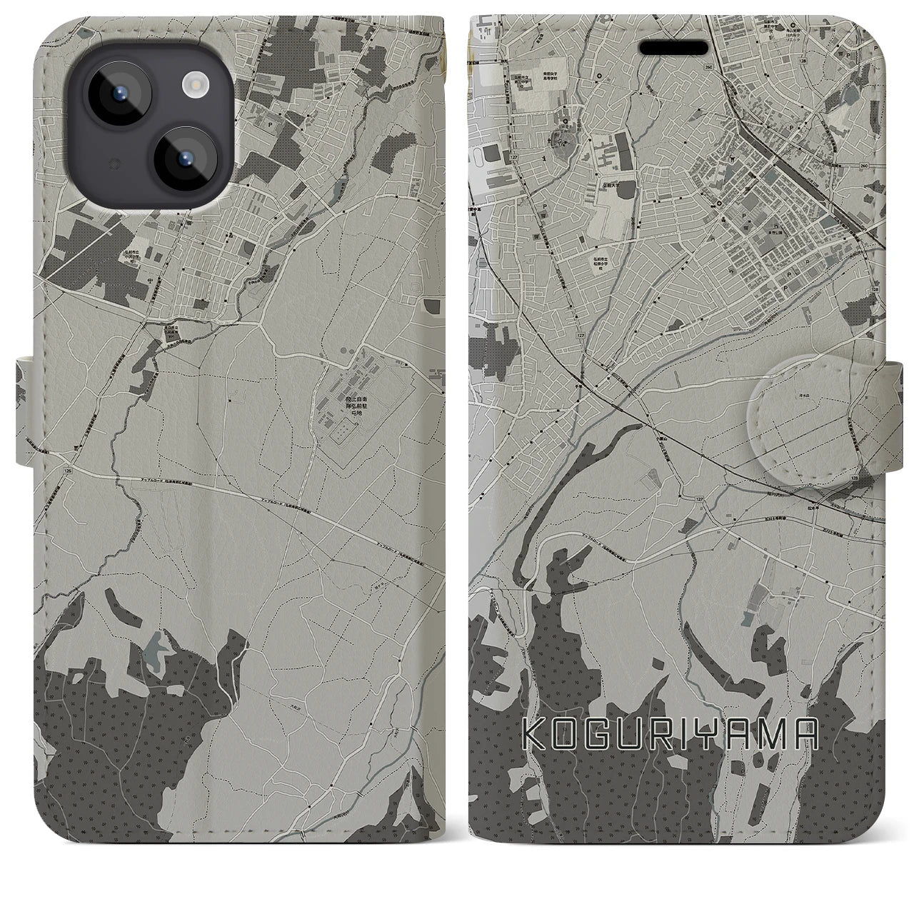 【小栗山(青森県)】地図柄iPhoneケース(手帳タイプ)