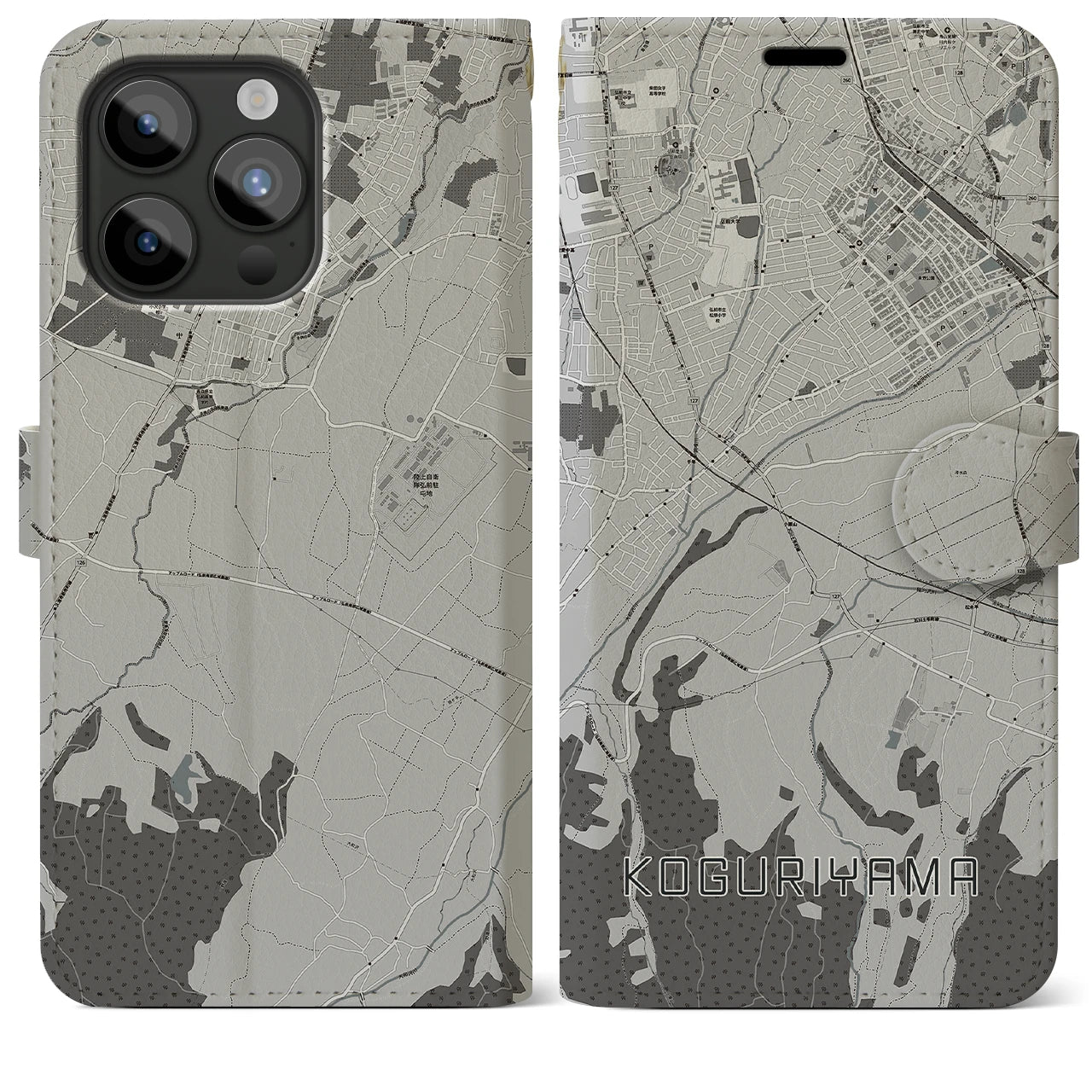 【小栗山(青森県)】地図柄iPhoneケース(手帳タイプ)