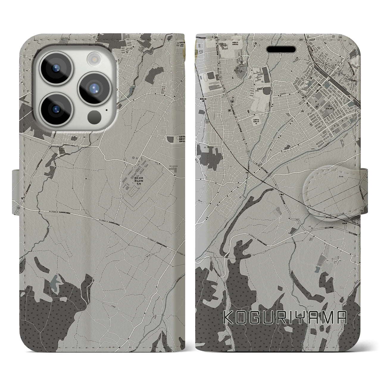 【小栗山(青森県)】地図柄iPhoneケース(手帳タイプ)