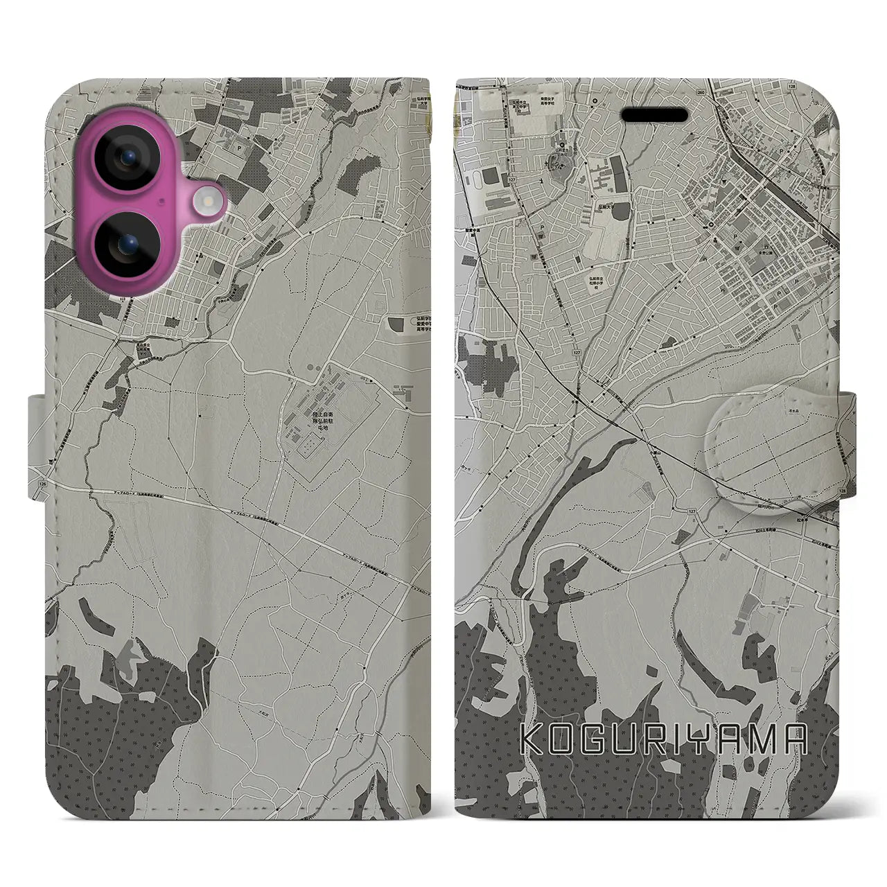 【小栗山(青森県)】地図柄iPhoneケース(手帳タイプ)