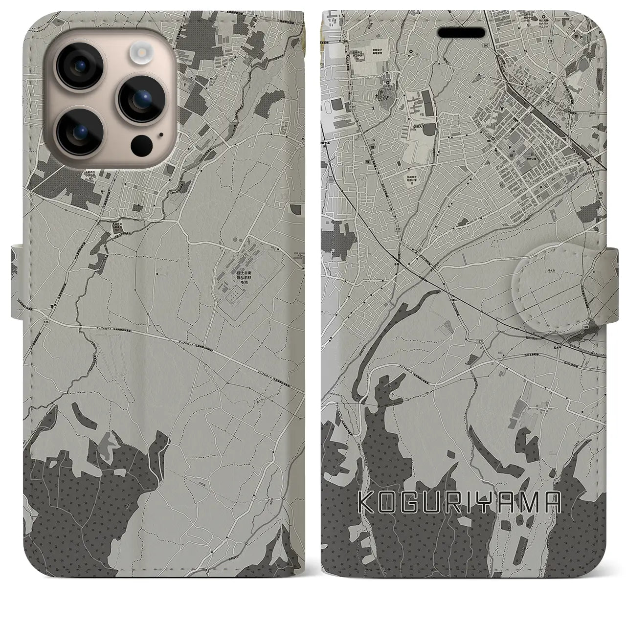 【小栗山(青森県)】地図柄iPhoneケース(手帳タイプ)