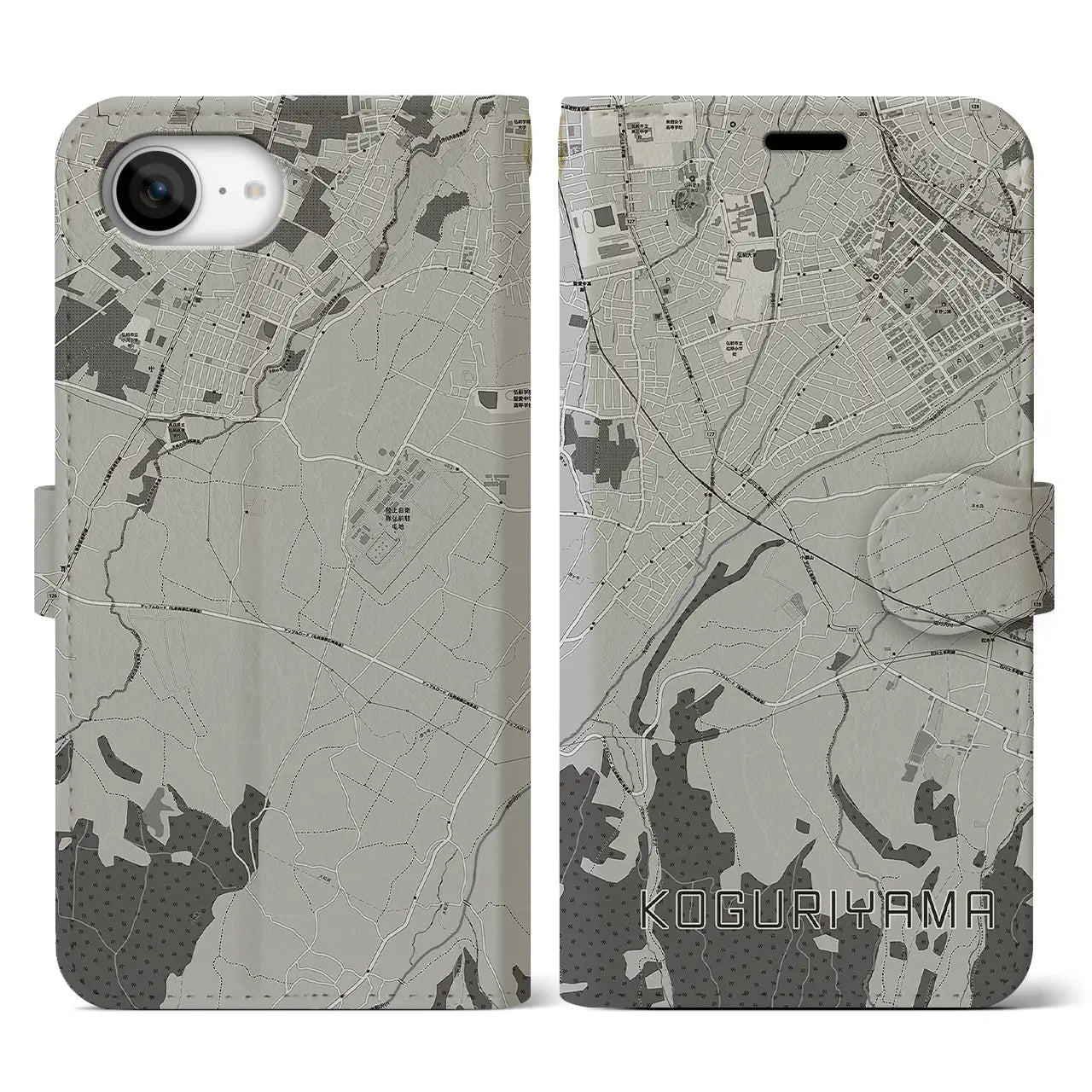 【小栗山(青森県)】地図柄iPhoneケース(手帳タイプ)