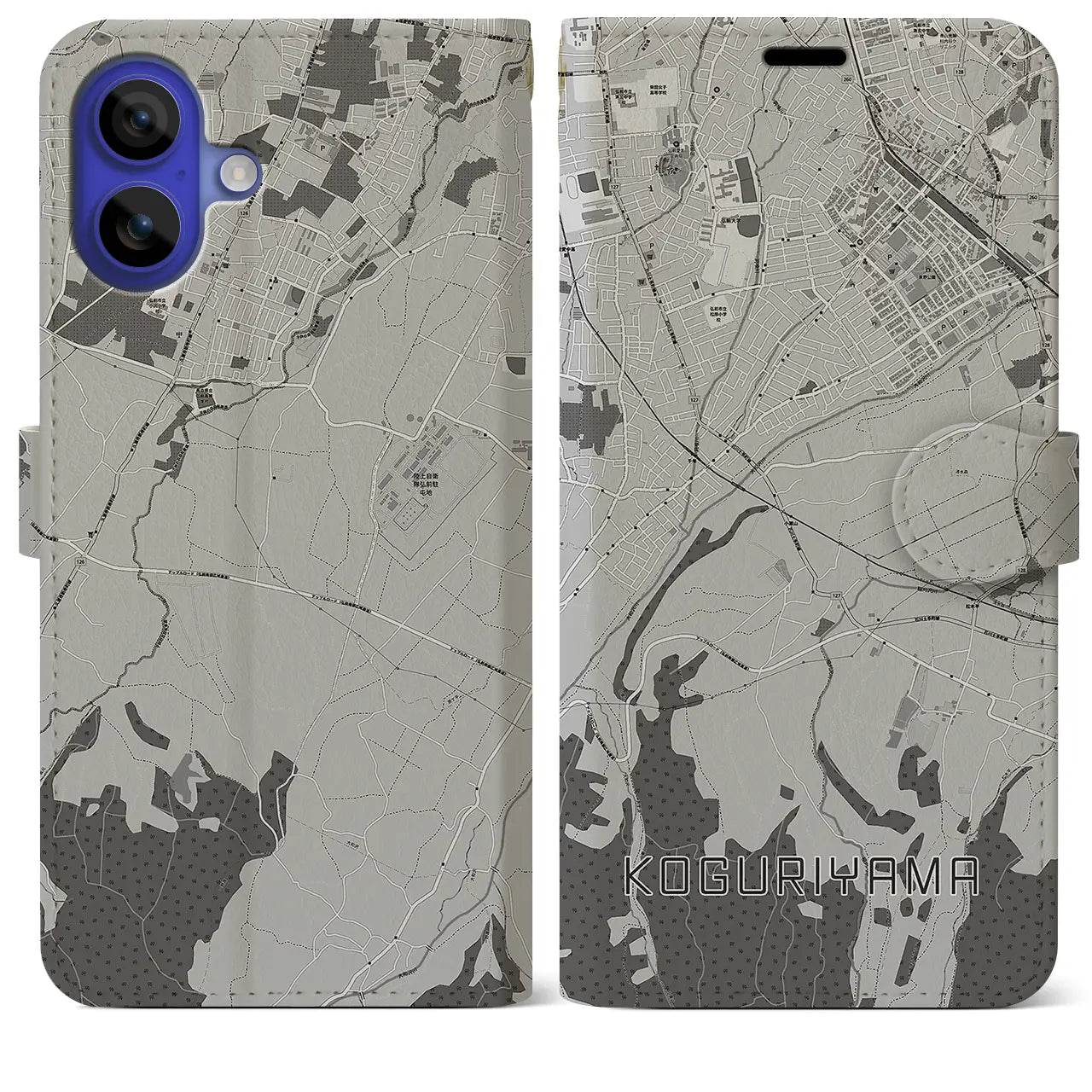 【小栗山(青森県)】地図柄iPhoneケース(手帳タイプ)