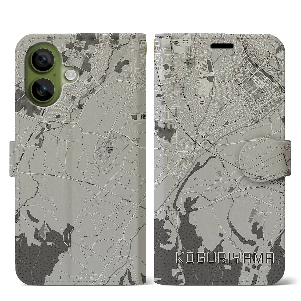 【小栗山(青森県)】地図柄iPhoneケース(手帳タイプ)