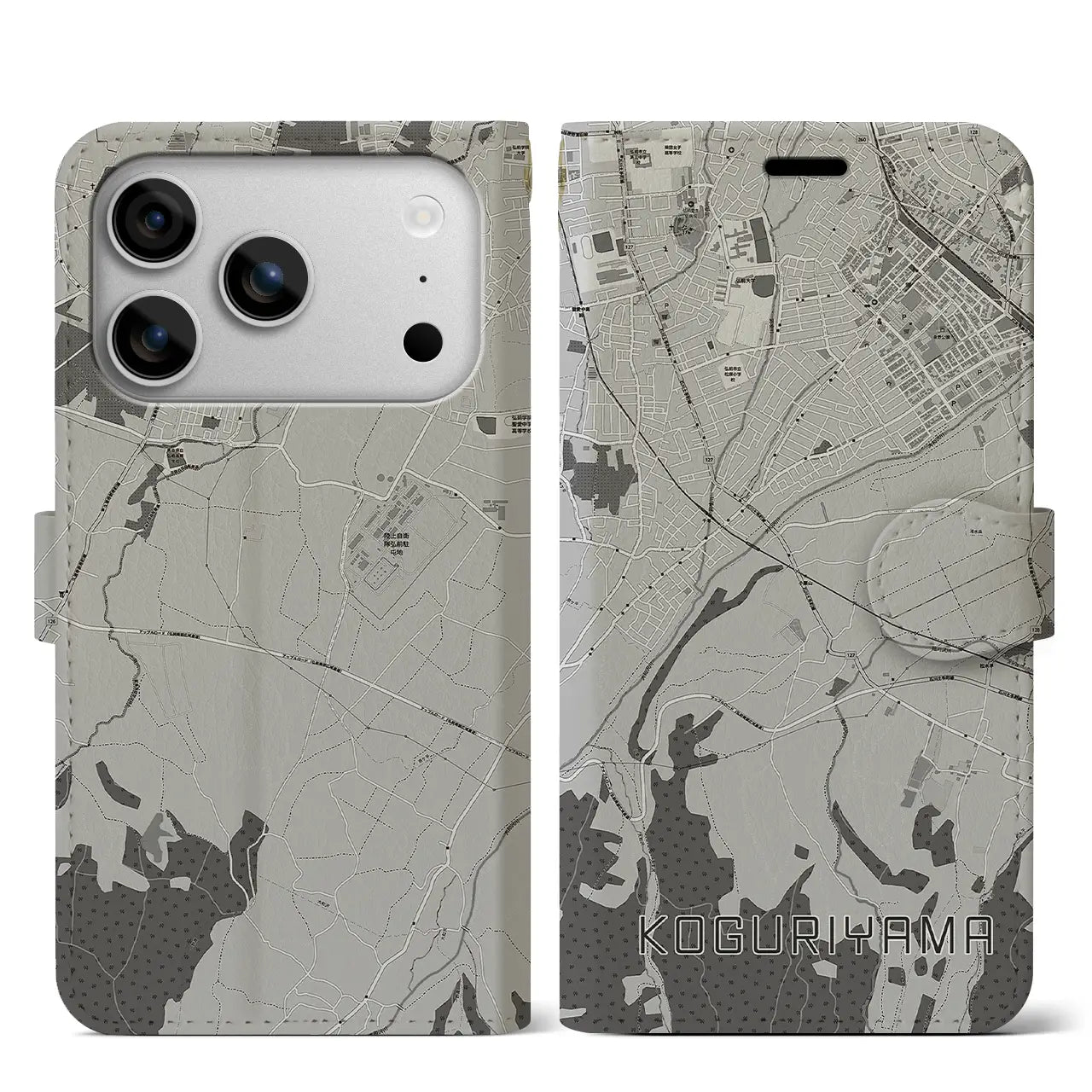 【小栗山(青森県)】地図柄iPhoneケース(手帳タイプ)