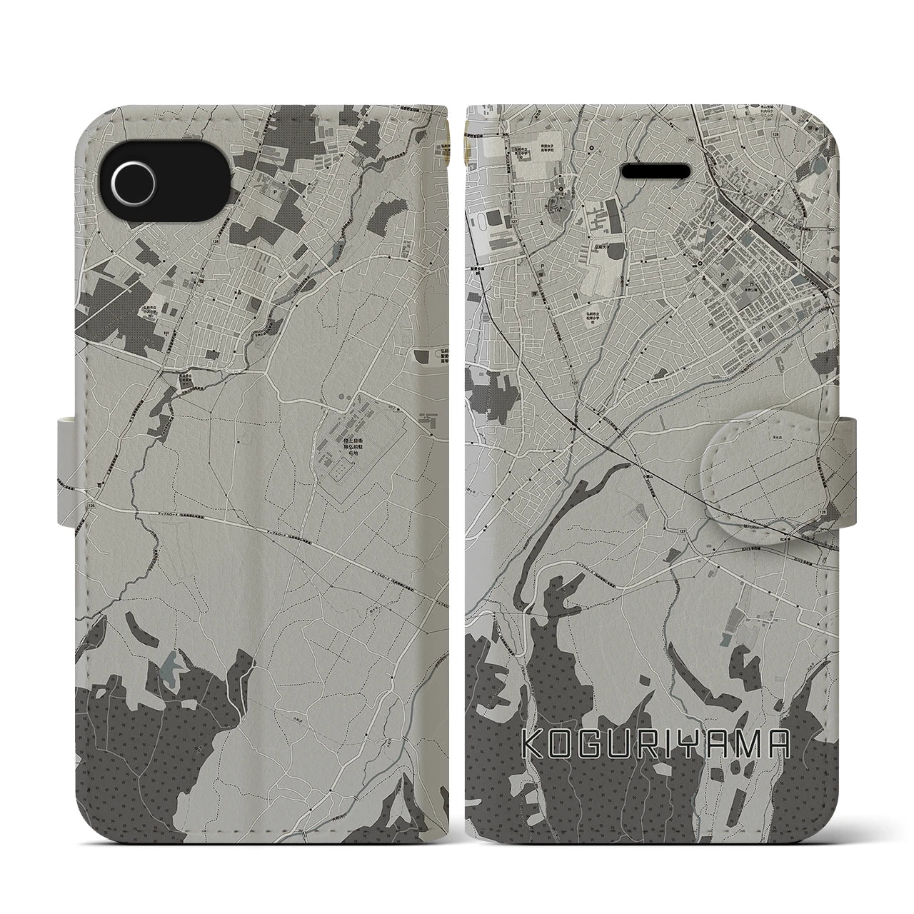 【小栗山(青森県)】地図柄iPhoneケース(手帳タイプ)