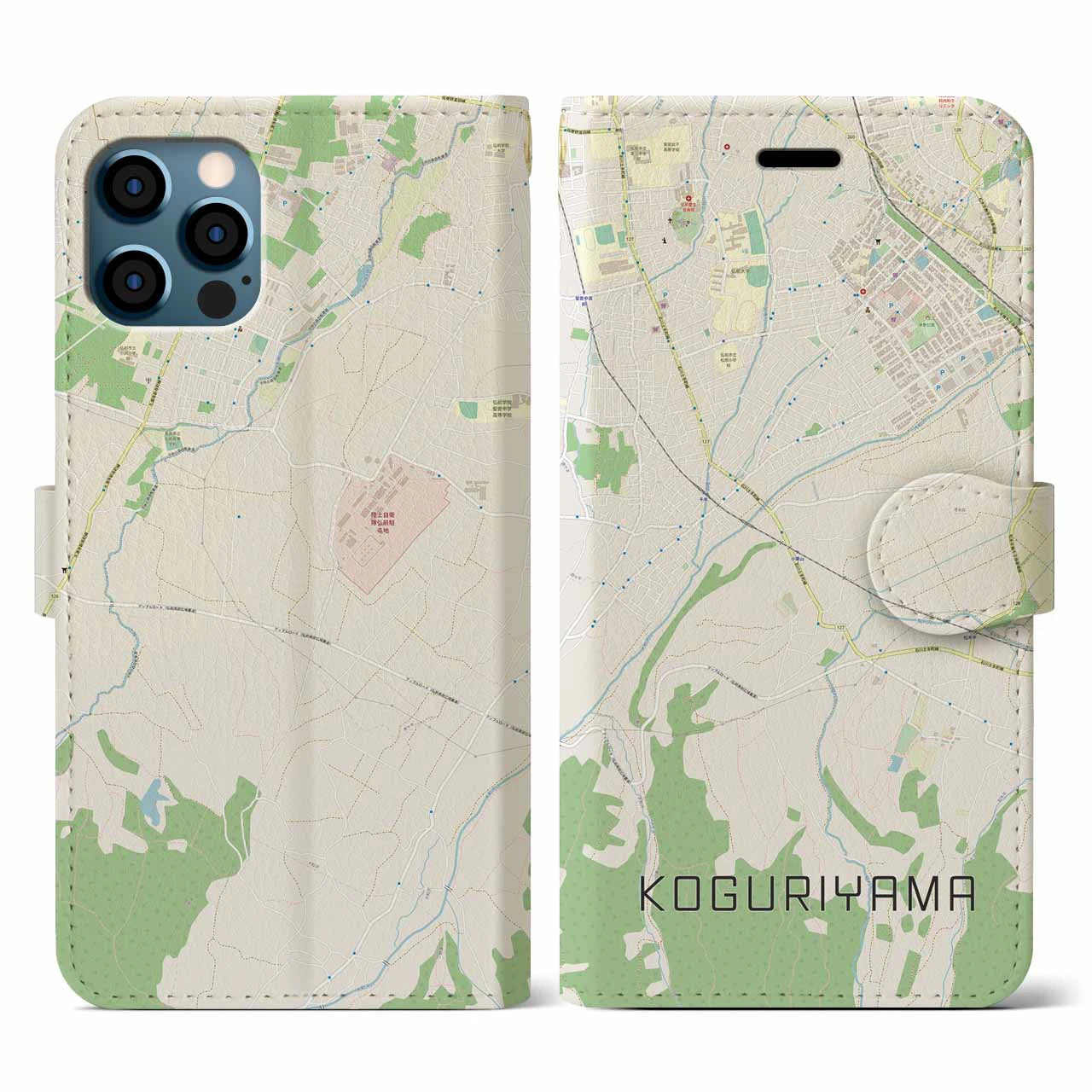 【小栗山(青森県)】地図柄iPhoneケース(手帳タイプ)