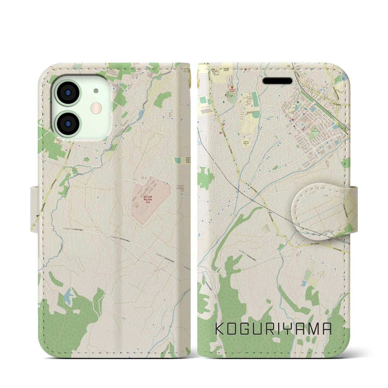 【小栗山(青森県)】地図柄iPhoneケース(手帳タイプ)