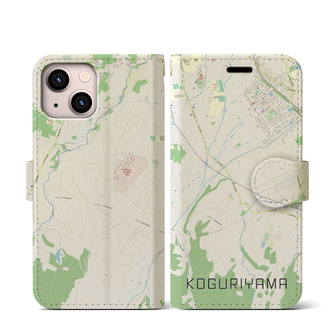 【小栗山(青森県)】地図柄iPhoneケース(手帳タイプ)